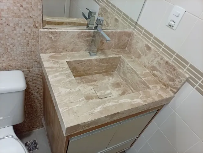 lavatório travertino cuba esculpida