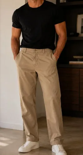 Calça Bege N° 46/48, bonita, original, bem confortável, tecido macio, design moderno. 