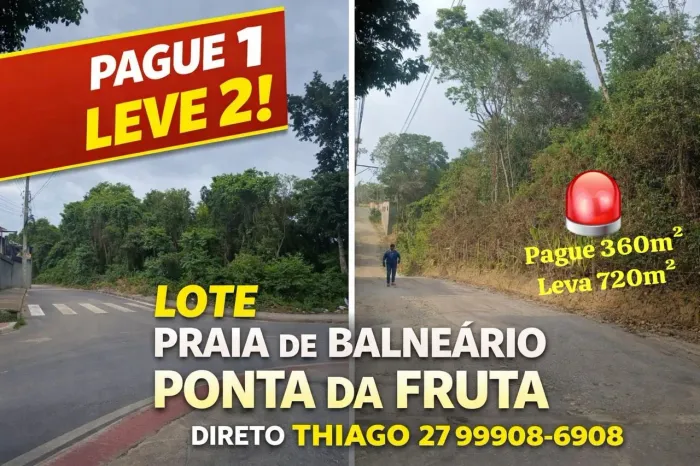  2 LOTES NO BALNEÁRIO PONTA DA FRUTA - VILA VELHA/ES , troco, parcelo, aceito propostas