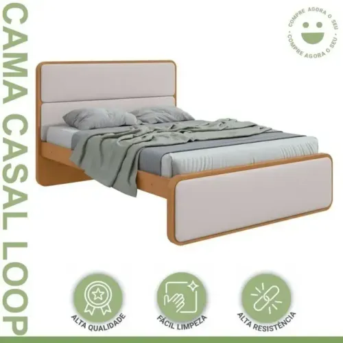 Cama Casal Loop Luxo 1,40m Easy Like Estrutura Robusta
