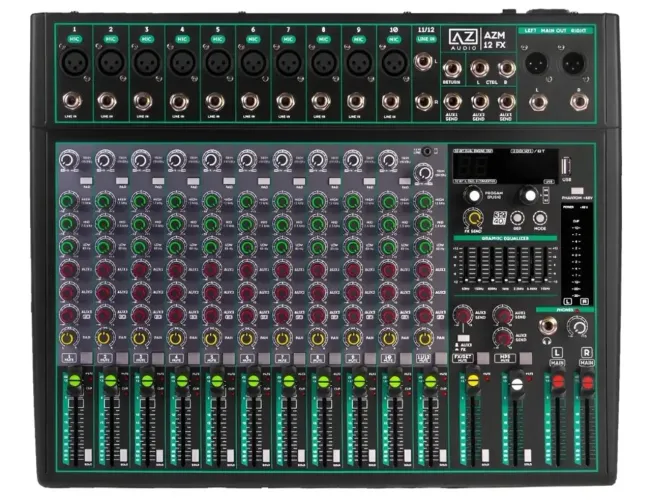Mesa De Som 12 canais bluetooth Az áudio Azm fx12 canais e 3 auxiliares 