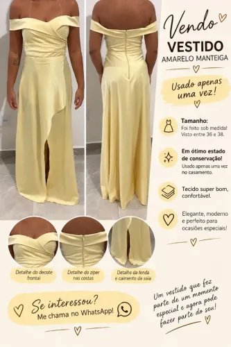 Vendo vestido amarelo manteiga