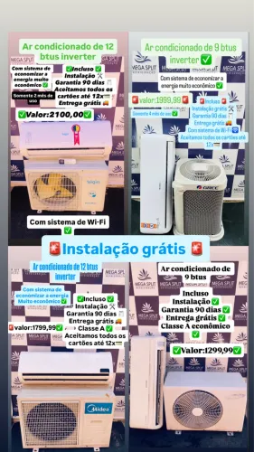Ar condicionado de 12 btus de 9 btus inverter incluso instalação/ garantia/ entrega