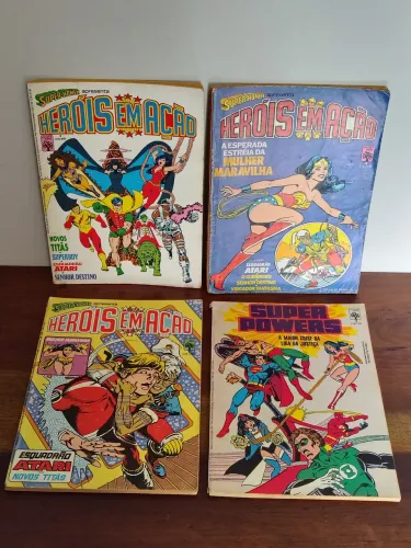 HQs Heróis em Ação # 3, 4 e 7 + Super-Powers # 3 (Formatinhos Ed. Abril 1984/86)