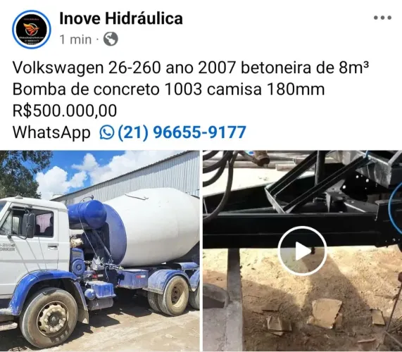 Bomba de concreto e caminhão betoneira