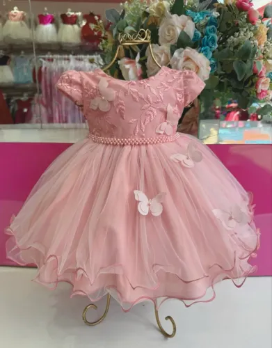 Vestido infantil jardim encantado/festa de 1 ano