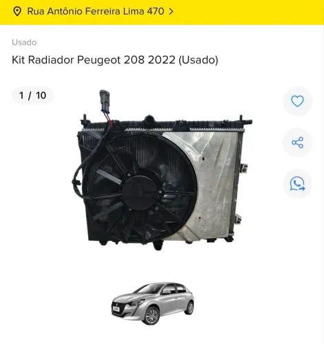 KIT RADIADOR PEUGEOT 208 2022