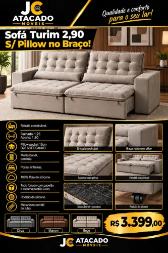 Sofá Turim 2,90 s/ Pillow