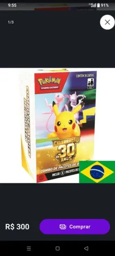Box Pikachu 30 anos lacrado