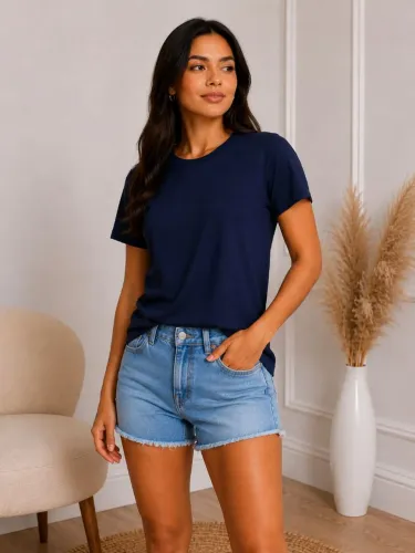 T-shirt Básica Camisa Blusa Malha Suede Peça a sua Várias cores disponíveis