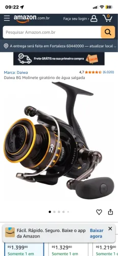 Vendo molinete new bg 8000 semi novo.