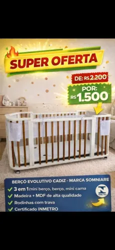 Berço evolutivo Cadiz 3 em 1