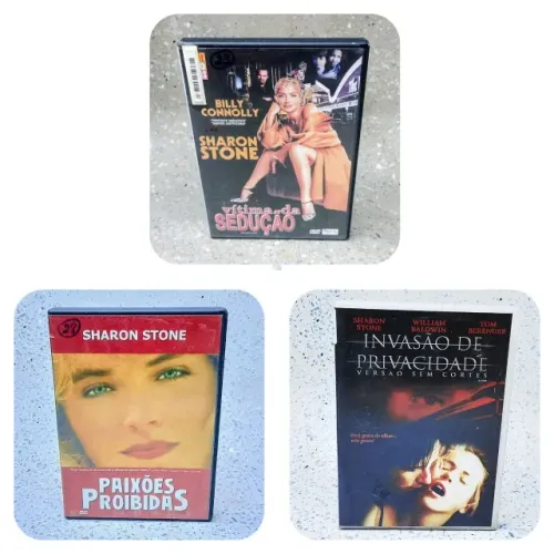 Lote 3 DVDs Sharon Stone: Vítima da Sedução / Paixões Proibidas / Invasão de Privacidade
