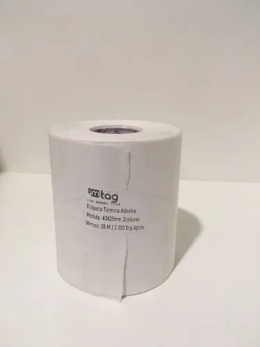Etiqueta Térmica Adesiva MTag de 40x25mm 2 Colunas Kit 10 Rolos Branco - NOVO