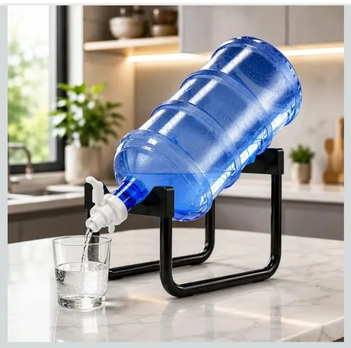 Suporte para Galão de Água 20L e 10L com Torneira Base Metálica Preta