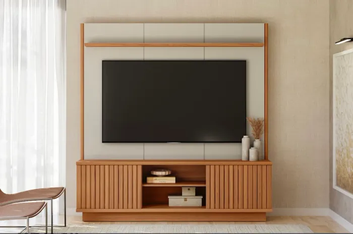 Painel Home Ripado com Portas de Correr