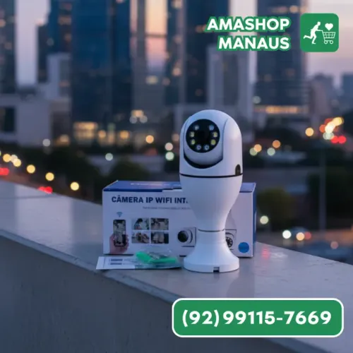 Câmera de Segurança Lâmpada Giratória - Instalação Fácil Wifi