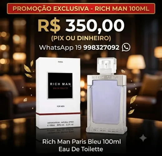 Rich Man Paris Bleu 100 Ml Perfume Masculino Eua De Toilett