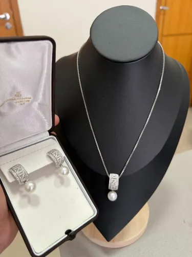 Conjunto Ouro Branco 18K, Joalheria/ Garantia/ Loja Física