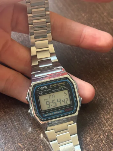 Casio Relógio clássico masculino #A158W-1 Prata