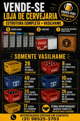 Vence loja completa cervejaria