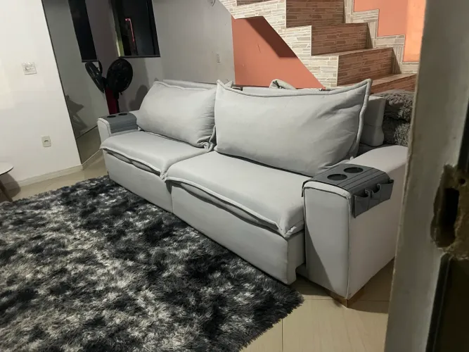 Sofa em linho lar shopping perfeito 3 metros retira no largo do tanque 
