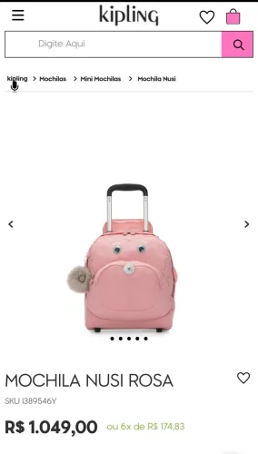 Mochila Kipling Nusi Rosa