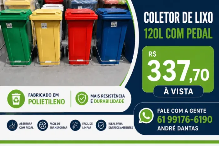 Coletor de lixo 120L com Pedal