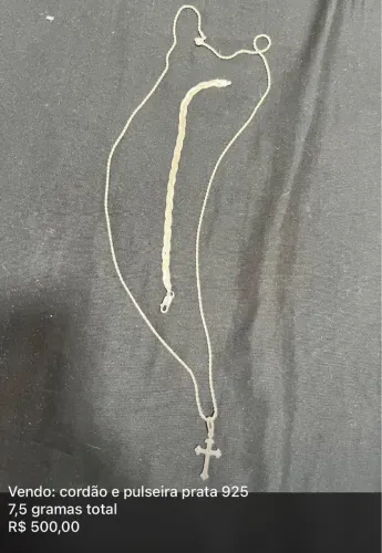 Cordão e pulseira de prata