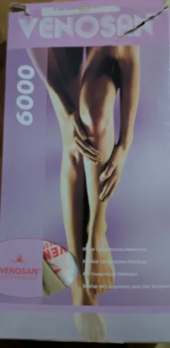 Meias calça Venosan, tamanhos P e M (pé aberto), cor bege.