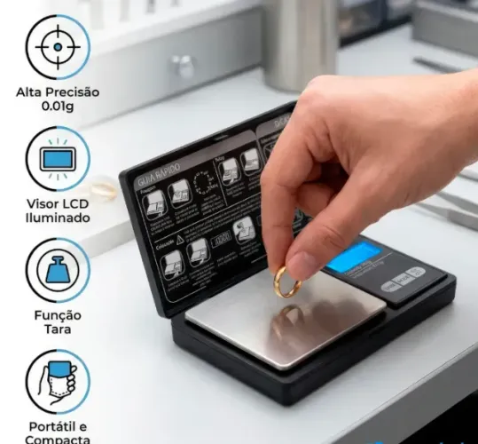 Mini Balança Digital Portátil Alta Precisão 0,01g Até 500g