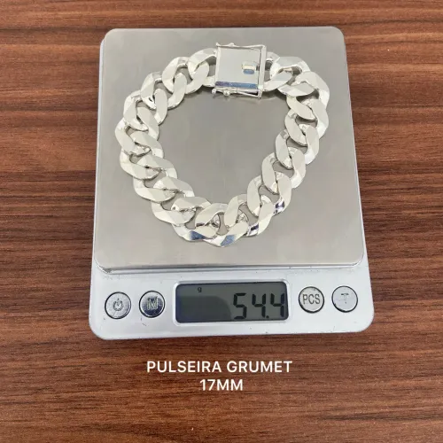 Pulseira 17mm Escama Peixe (Prata 925) 54,4g