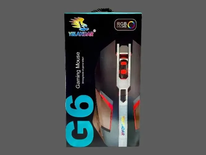 Mouse Gamer Yelandar G6 RGB 6 Botões Alta Sensibilidade