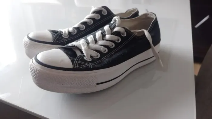 Tênis Plataforma Preto Estilo All Star Feminino Nº 35
