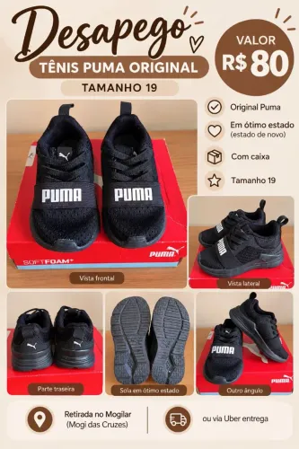 Tênis Infantil - Puma original - Tamanho 19