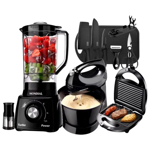 Liquidificador Mondial Turbo +Sanduicheira Misteira Grill + Batedeira  220v <br><br>