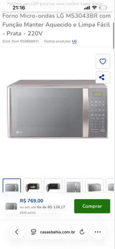 Micro-ondas LG 30 L