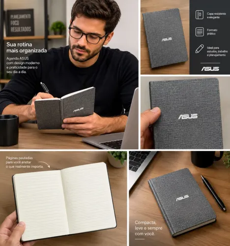 Agenda Personalizada Asus Cinza Pautado