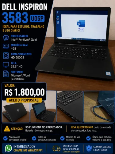 Notebook Dell Inspiron 3583 Intel Pentium 4gb 500gb Windows (Usado)