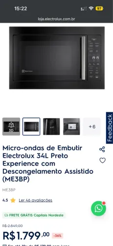 Micro-ondas de Embutir Electrolux 34L Preto (?)