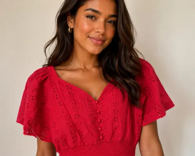 Blusa ciganinha vermelha tam P