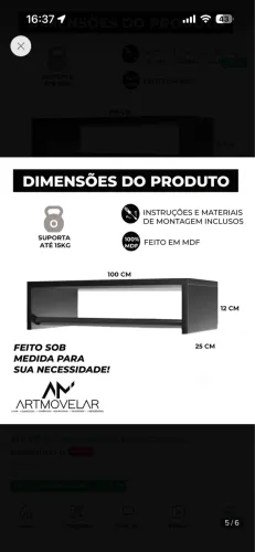 Cabideiro 1 metro 100%MDF