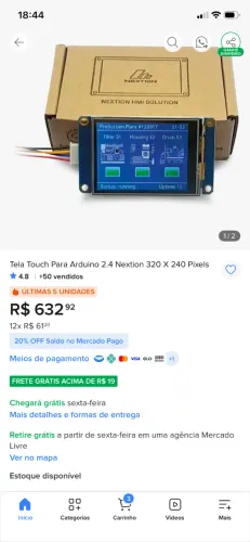 Tela Touch Para Arduino 2.4 Nextion 320 X 240 Pixels