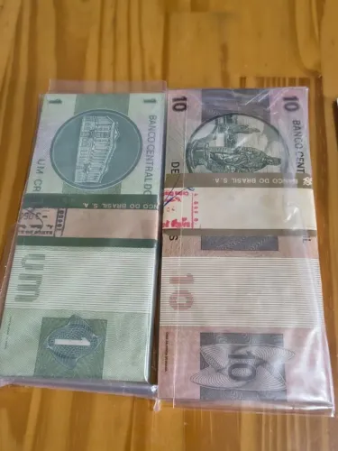 Cédulas Antigas 1 e 10 Cruzeiros 200 Sequenciais 1974 1975 Cintas Banco do Brasil