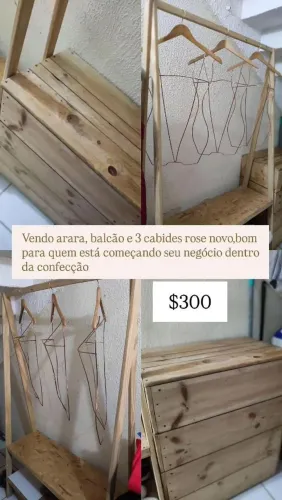Arara, balcão e 3 cabides