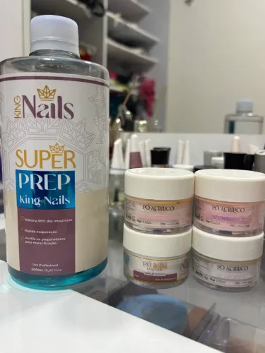 Kit 1 Prep e 4 Pô Acrílico King Nails