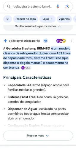 Geladeira brastemp 433l funcionando perfeitamente.