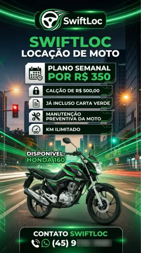 Locação de moto para aplicativo