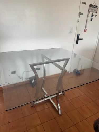 Mesa tampo de vidro 8 lugares