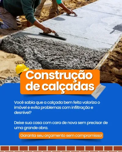 Calçadas, gesso, iluminação...